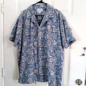 Vintage 80s 90s Rai Nani Mens Hawaiian Shirt Size 2XL Seascape Made In USA